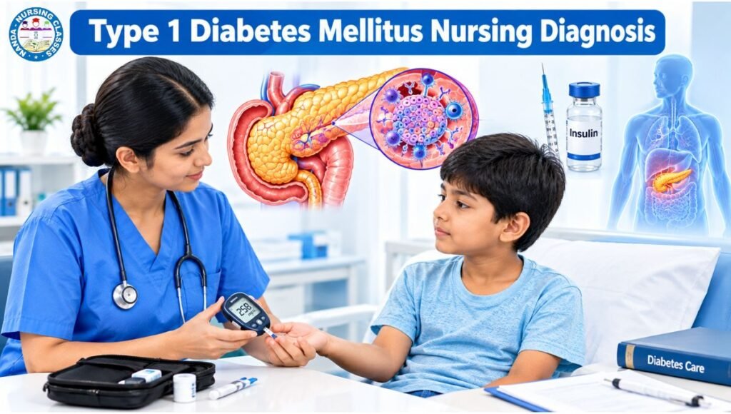 1. Diagram illustrating nursing diagnoses for Type 1 Diabetes Mellitus, highlighting key assessment areas and interventions. 2. Visual representation of nursing diagnoses related to Type 1 Diabetes Mellitus, focusing on patient care strategies and outcomes. 3. Chart detailing nursing diagnoses for Type 1 Diabetes Mellitus, emphasizing critical factors for effective management and support.