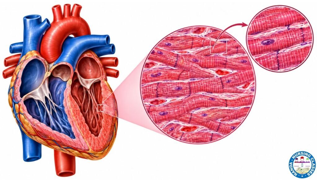 Cardiac muscle in the human heart