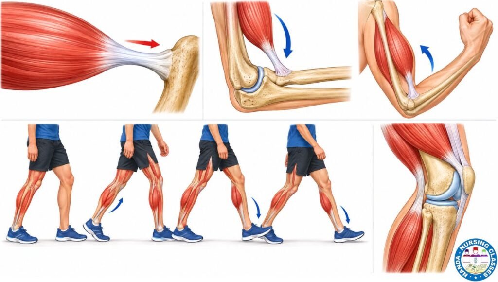 Muscles and bones working together for movement