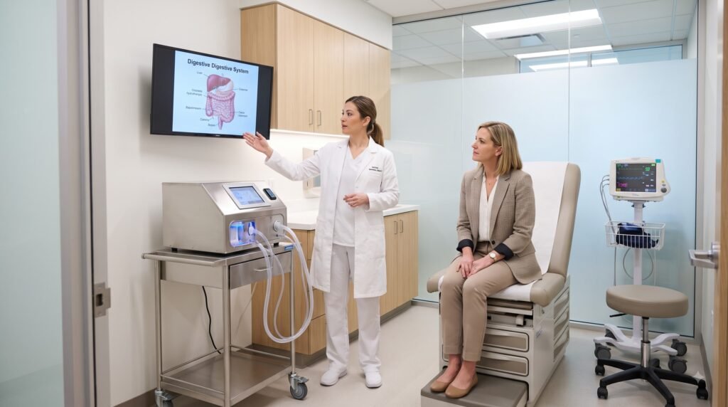 Professional colon hydrotherapy in a medical clinic