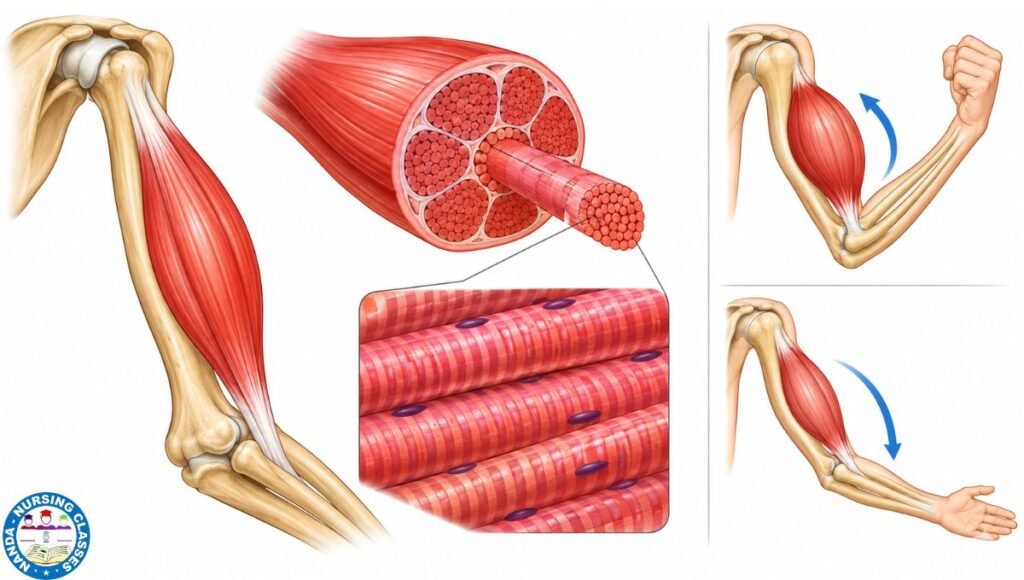 Skeletal muscle attached to bone